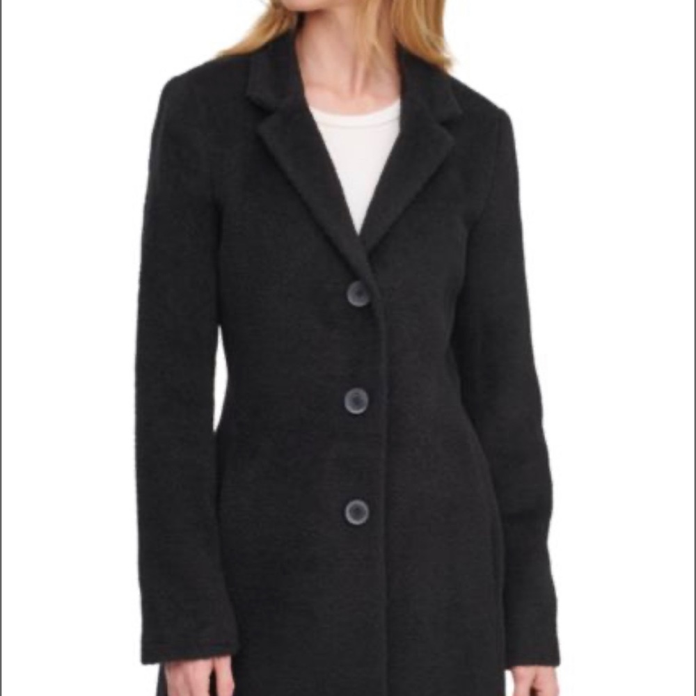 DKNY Black Wool Blend Coat, Size 12